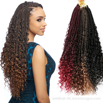 22inch Curly Box Braids River Locs Crochet Faux Goddess Braided Hair with Curl Ends Synthetic Braiding Hair with Mermaid Waves